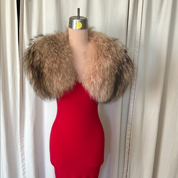 Alice & Olivia Raccoon fur Bolaro  shrug dusty pink black brown S/P - Picture 5 of 13